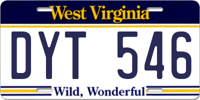WV license plate DYT546