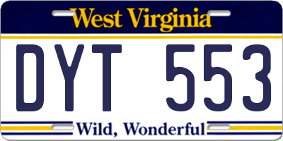 WV license plate DYT553