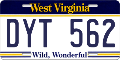 WV license plate DYT562