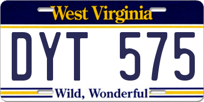 WV license plate DYT575