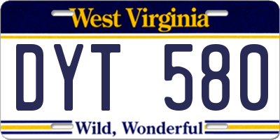 WV license plate DYT580