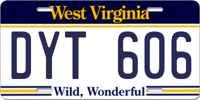 WV license plate DYT606