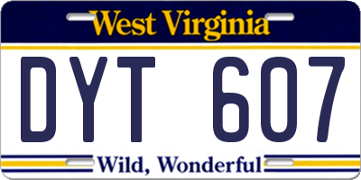 WV license plate DYT607