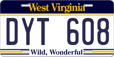 WV license plate DYT608