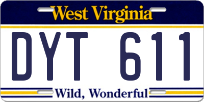WV license plate DYT611