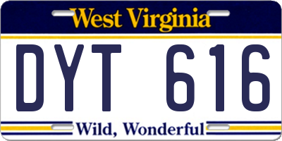 WV license plate DYT616