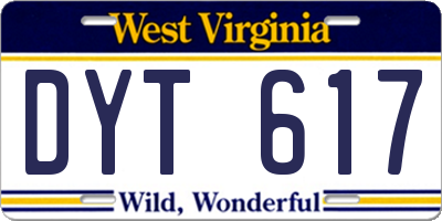 WV license plate DYT617