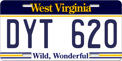 WV license plate DYT620
