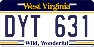 WV license plate DYT631