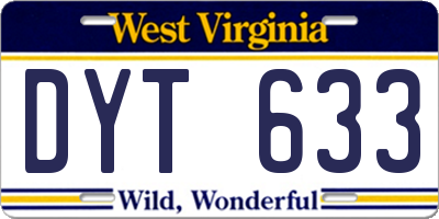 WV license plate DYT633