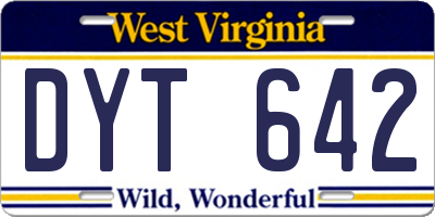WV license plate DYT642