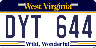 WV license plate DYT644