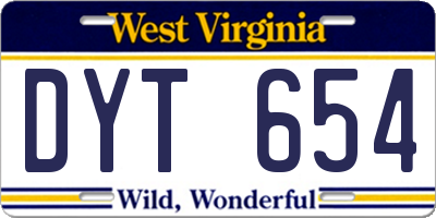 WV license plate DYT654