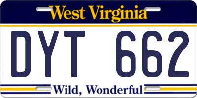 WV license plate DYT662