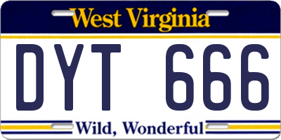 WV license plate DYT666
