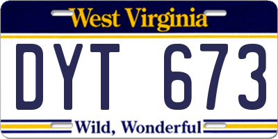 WV license plate DYT673