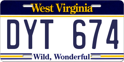 WV license plate DYT674