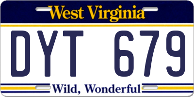 WV license plate DYT679