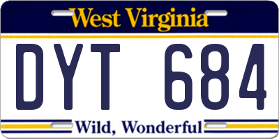 WV license plate DYT684