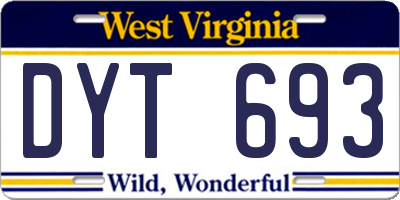 WV license plate DYT693