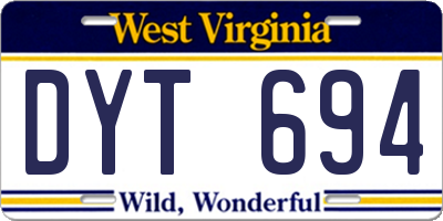 WV license plate DYT694