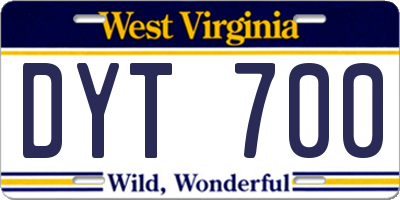 WV license plate DYT700