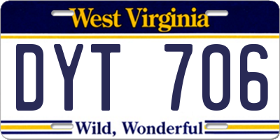 WV license plate DYT706