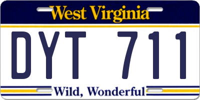 WV license plate DYT711