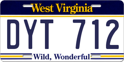 WV license plate DYT712