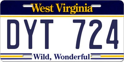 WV license plate DYT724
