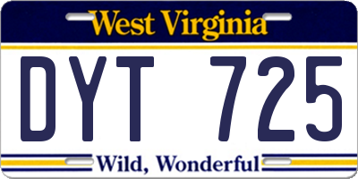 WV license plate DYT725