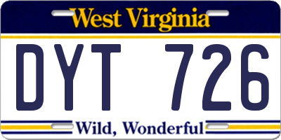 WV license plate DYT726