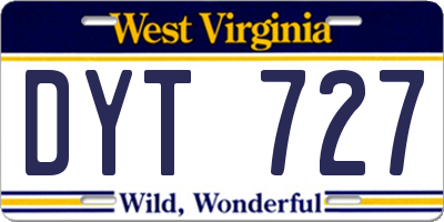 WV license plate DYT727