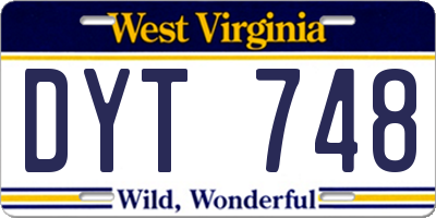 WV license plate DYT748