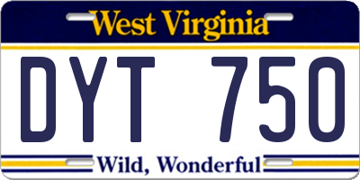 WV license plate DYT750