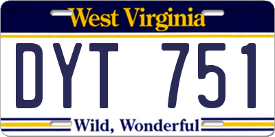 WV license plate DYT751
