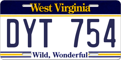 WV license plate DYT754