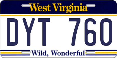 WV license plate DYT760
