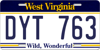 WV license plate DYT763
