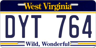 WV license plate DYT764