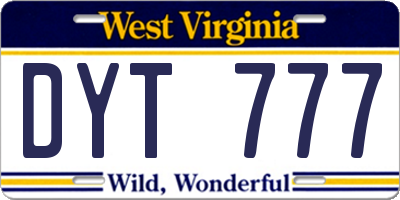 WV license plate DYT777