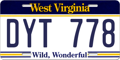 WV license plate DYT778