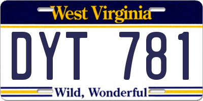 WV license plate DYT781