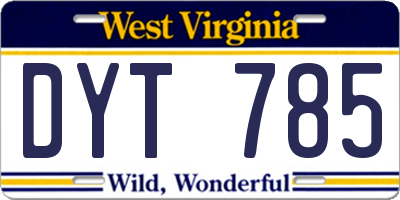 WV license plate DYT785
