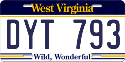 WV license plate DYT793