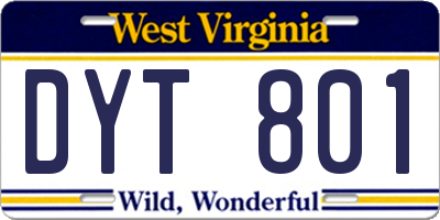 WV license plate DYT801