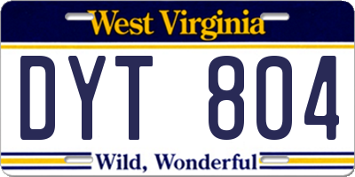 WV license plate DYT804