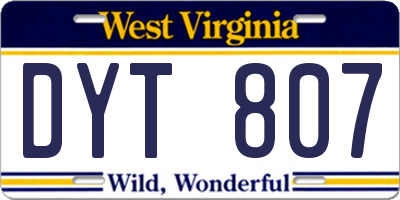 WV license plate DYT807