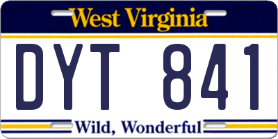 WV license plate DYT841