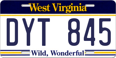 WV license plate DYT845